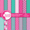 Geometric digital papers, Geometric Patterns, Pink chevrons, diamonds, stripes papers, commercial use, instant download, AMB-1082