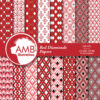 Geometric digital papers, Red Geometric papers, Diamond papers, Digital Patterns, Commercial Use, AMB-1076