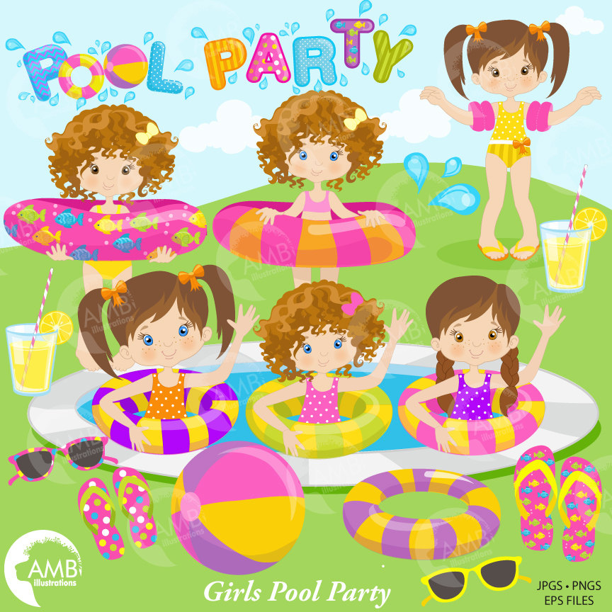 Girl Pool Party Ambillustrations Com