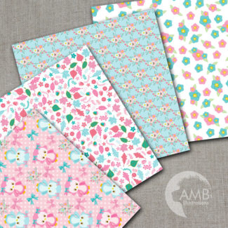 Pastel Colors Owl Papers AMB-1503