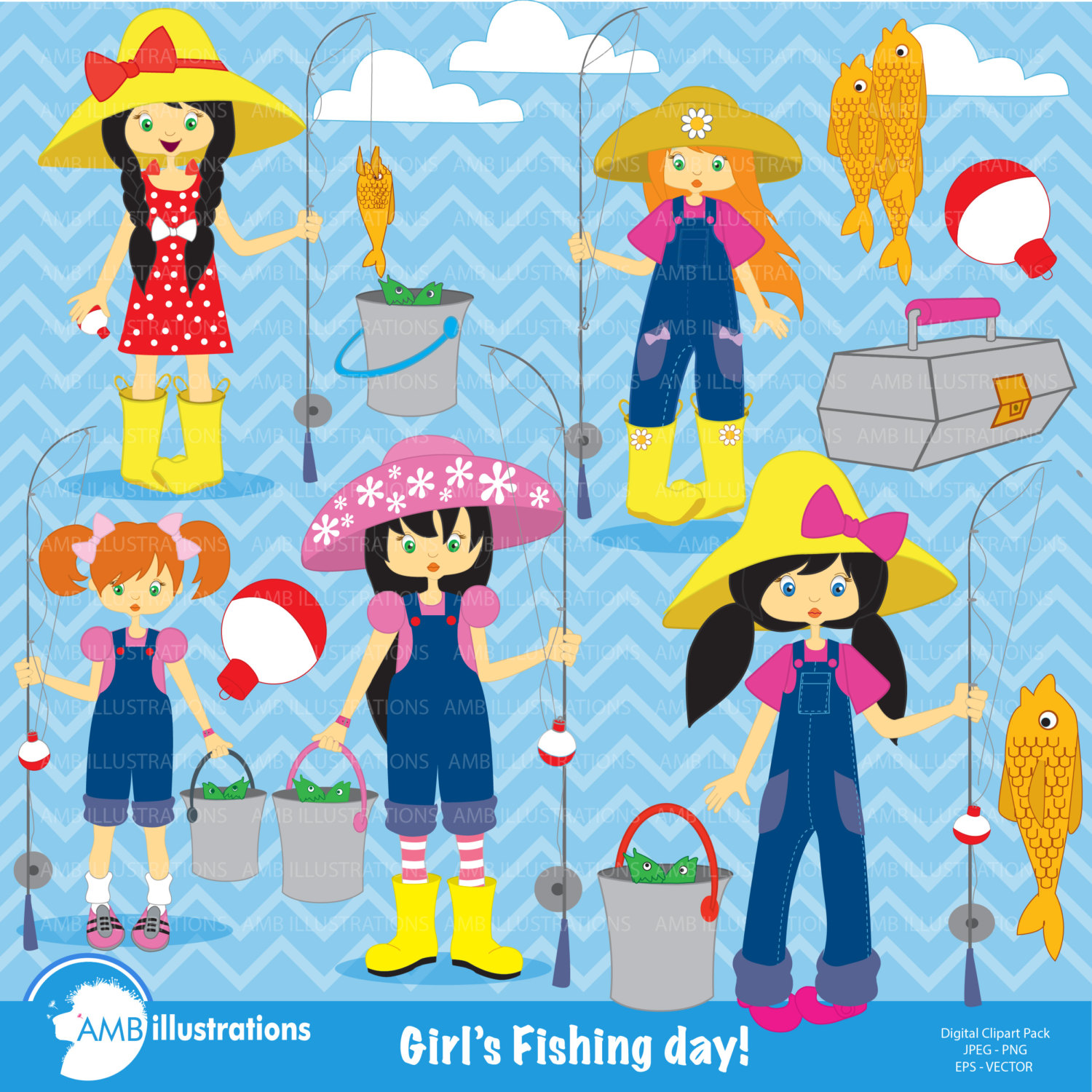 Download Girls fishing ,fishing , going fishing | AMBillustrations.com