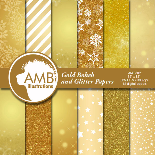 Gold Bokeh Textured Papers