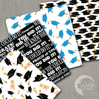 Graduation digital papers, Grad papers, Graduation scrapbook papers, graduation cap papers, commercial use, AMB-516