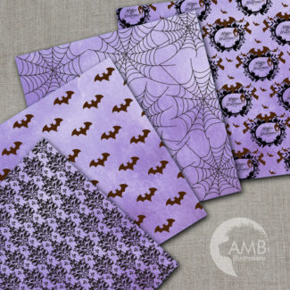 Purple Grunge Halloween Gothic Damask Paper in Purple, Grunge Halloween Pattern, Shabby Chic damask, Commercial use, AMB-1097