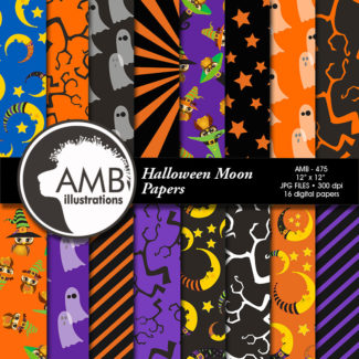 Halloween Moons and Ghosts Papers AMB-475