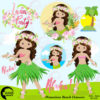 Hawaiian girl clipart, Hawaii clipart, luau party, beach party, Hawaiian dancer clipart, commercial use,  instant download, AMB-1411