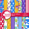 Hot Air Balloon Papers, Birthday Party papers, Balloon digital papers, scrapbook papers, commercial use, AMB-1254