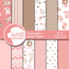 Jungle Animal Digital Papers, Elephant digital papers, Baby Animal Nursery scrapbooking papers, commercial use, AMB-1216
