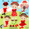 Ladybug clipart, Little Baby Ladybug girls and boys clipart, Baby shower, Birthday clipart, commercial use, AMB-1086