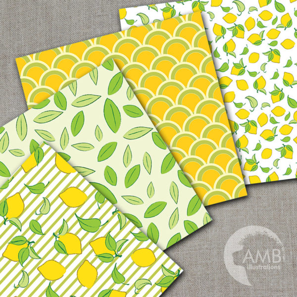 Lemonade paper, Green lemonade paper, scrapbook, digital papers, commercial use, Instant download, AMB-487