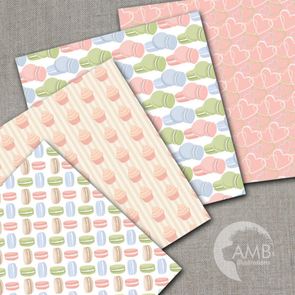 Macaroons Digital Papers, Sweet bakery Digital Papers, Cookie Papers, Pastel Bakery papers, Commercial Use, Scrapbook, Backgrounds, AMB-1572