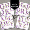 MEGA Bundle Floral Letters Clipart, Purple Alphabet clipart, Letters A to Z, Wedding Purple Floral Clipart, Commercial Use, Amb-1657