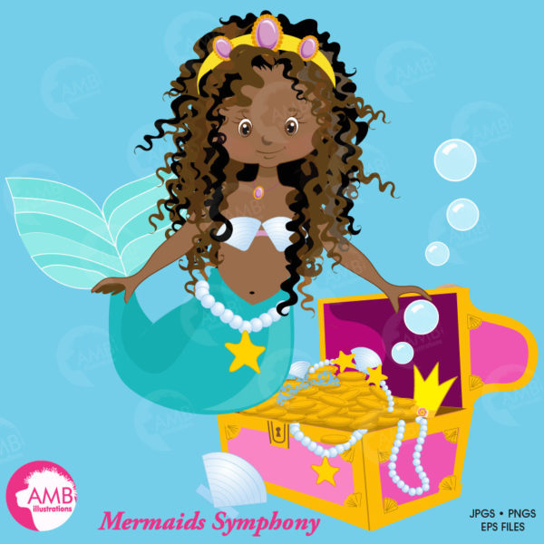 African American Mermaids clipart