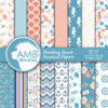 Nautical digital papers, Coastal papers, Nautical Wedding Papers, Beach Wedding Papers, Nautical scrapbook papers, AMB-1385