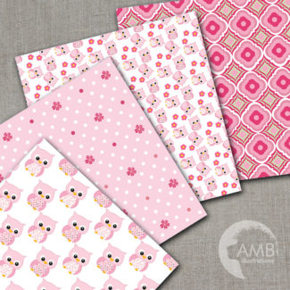 Nursery digital papers, Baby papers, Newborn papers, Nursery Pastel papers, Owl digital papers, commercial use, AMB-1369