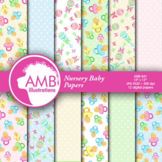 Nursery digital papers, Baby papers, Newborn papers, Nursery Pastel papers, Polka dot papers,Pastel papers, commercial use, AMB-841