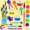 Painting Supplies Clipart, Paintbrush Clipart, Paints Clipart, Paint by Fingers Clipart, Paint Jars Clipart, Commercial Use, AMB-318
