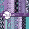 Paisley Digital Papers, Shabby Chic, Floral Digital Papers, Purple Paisley Floral Pattern, Scrapbook Paper, Commercial Use, AMB-1458