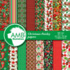 Paisley Digital Papers, Shabby Chic, Vintage Christmas Papers, Red and Green Floral Pattern Scrapbooking Papers, AMB-1462