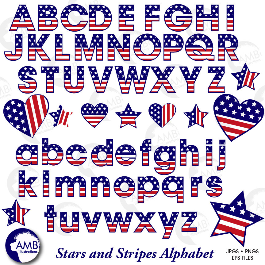 Patriotic Red, White And Blue Alphabet