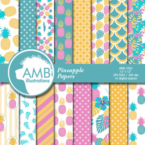 Pastel Pineapple and Palms PAPERS AMB-1052