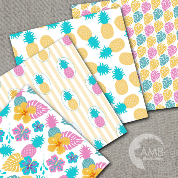 Pastel Pineapple and Palms PAPERS AMB-1052