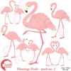 Pink Flamingo Clipart, Flamingo Family Clipart, Baby Flamingo Clipart, Flamingo Birds, Love Clipart, Commercial Use, AMB-1038