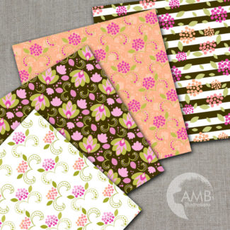 Rose Trellis Vintage Flowers Patterns Shabby chic papers, vintage flowers, Pink digital papers, pink floral pattern, country chic, AMB-1808