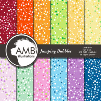 Polka dot digital paper, polkadot scrapbooking papers, Multi-color Dots digital backgrounds, commercial use, CU, AMB-849