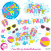 Pool Party Clipart, Titles and Embellishments, Pool Party Invitations, Birthday Party Clipart, Commercial Use, AMB-902