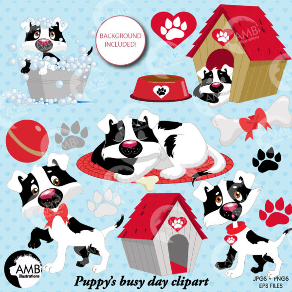 Puppy dog clipart, dog clip art, puppy clip art, animal clipart, Dog House Clipart, Puppy Clipart, commercial use, AMB-595