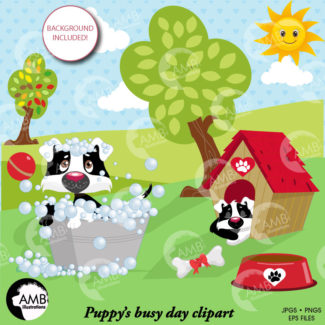 Puppy dog clipart, dog clip art, puppy clip art, animal clipart, Dog House Clipart, Puppy Clipart, commercial use, AMB-595