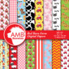 Red Barn digital papers, Farm digital papers, Animal papers, Red tractor papers, cow paper, farm critter pattern,  AMB-1493