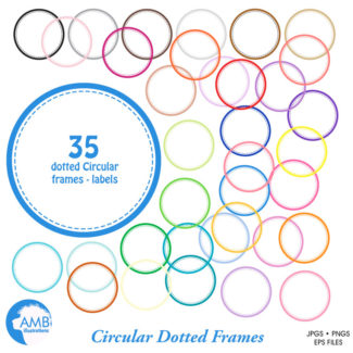 Round dotted frame clipart, circle labels clipart ,circle frame vectors, commercial use, AMB-1152