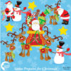 Santa Claus Clipart, Christmas Clipart, Santa and Sleigh Clipart, Reindeer Clipart, Snowmen Clipart, Commercial Use, AMB-508