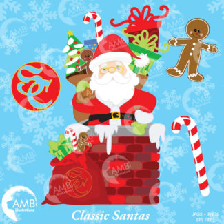 Santa Clipart, Santa Claus Clipart, Christmas Clipart, Jolly Old Saint Nick Digital Clipart, Commercial Use,  AMB-198