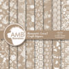 Shabby Chic Craft lace papers, Lace backgrounds, Full lace digital paper, White lace on craft color, commercial use, AMB-1028