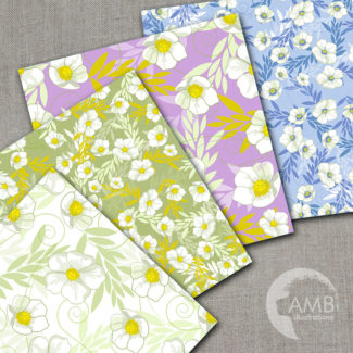 Shabby Chic Floral Papers, Shabby chic papers, spring papers, Blossoms scrapbook papers, Commercial use, instant download, AMB-588