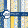Shabby Chic paper,  blue and yellow floral paper, floral Digital Papers, Shabby chic floral, floral pattern, commercial use, AMB-1418