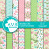 Shabby Chic paper, Country Garden papers, Floral Digital Papers, Shabby Chic floral, floral pattern, commercial use, AMB-1063
