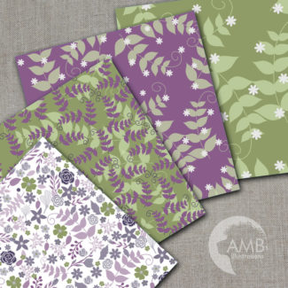 Shabby Chic Papers, Floral Papers, Purple Digital Backgrounds, Spring Scrapbook papers, Commercial Use, AMB-1273