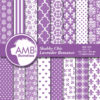 Shabby Chic Papers, Floral papers, Purple Digital Papers, Lavender scrapbook papers, commercial use, AMB-1023