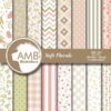 Shabby Chic papers, Flower patterns in soft browns,  floral pattern, scrapbook papers for all your crafts, commercial use, AMB-1289