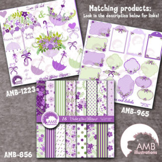 Shabby Chic papers, Violet floral Papers,  Purple floral pattern, Lilac scrapbook papers for all your crafts, commercial use, AMB-856