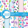 Slumber party Digital Papers, Sleep over scrapbook papers, Girls Spa Night, commercial use, AMB-946