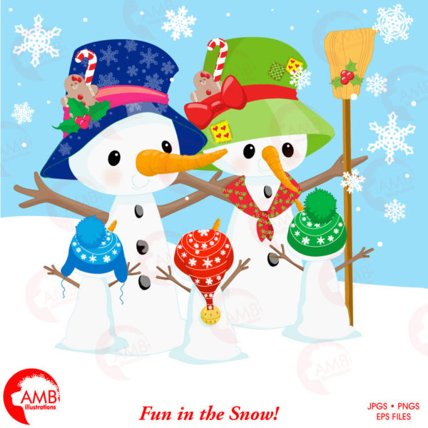 Snowman Clipart, Christmas Clipart, Frosty the Snowmen Clipart, Snowman Family, Snowman Clipart, AMB-1512
