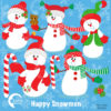 Snowman clipart, Christmas snowman clipart, Holiday clipart, Candy Cane and Christmas Decorations Clipart, Commercial Use, AMB-503