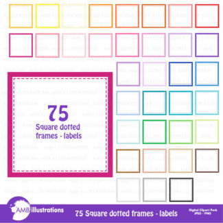 Square dotted frame, square labels, square frame, commercial use, digital clip art, AMB-1151