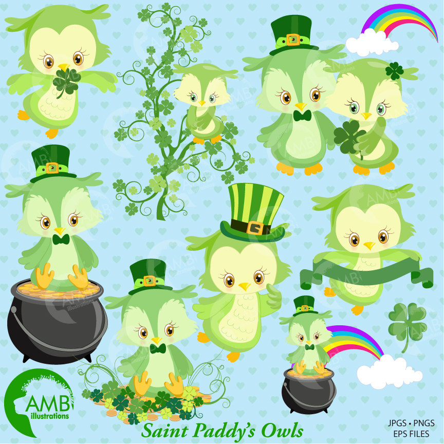 St Patricks Day Owl Clipart Owl Clip Art St Patrick S Day Owls