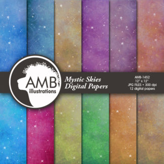Star watercolor digital paper, Photograph background, sky background, starlit paper, sky digital paper, magical paper,  AMB-1452
